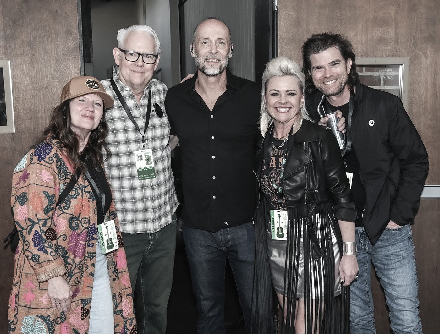 Festival organizers and songwriters together backstage at OSF7, passes on